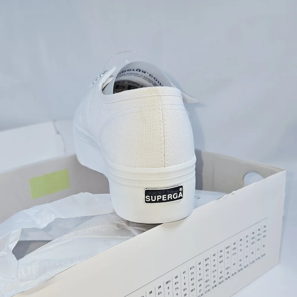 Superga | 2790 Cotw Platform Cotton Canvas Sneakers In True White Size EU42 NWB!